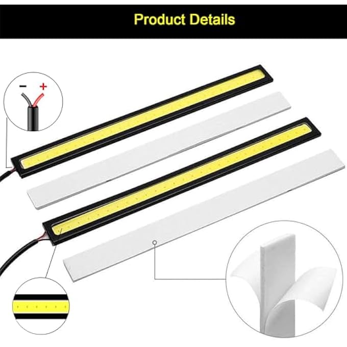 YARDHOBI Daytime Running Light Exterior Car Led Lights Super Bright 12V Underglow Lights Drl Car Led Light Strip Universal Waterproof Cob Drl Running Lamp For Truck Boat Bike Rv Motorcycles 12Pcs White - Image 4