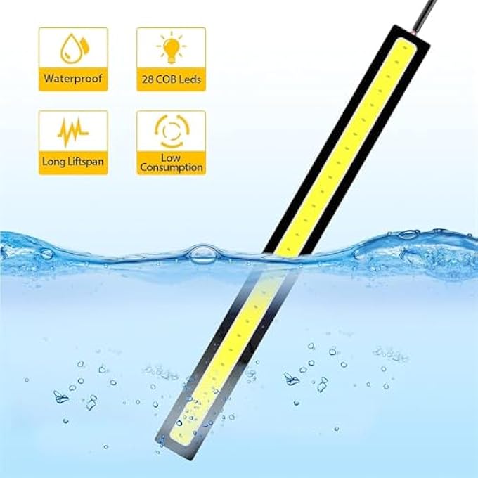 YARDHOBI Daytime Running Light Exterior Car Led Lights Super Bright 12V Underglow Lights Drl Car Led Light Strip Universal Waterproof Cob Drl Running Lamp For Truck Boat Bike Rv Motorcycles 12Pcs White - Image 5