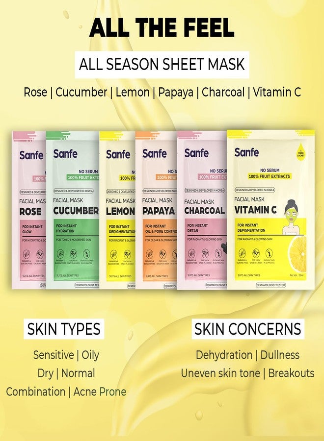Sanfe Instant Depigmentation Vitamin C Facial Mask | For radiant & glowing skin | 100% fruit extracts, Korean Mask | 1pc, 25gm - Image 5