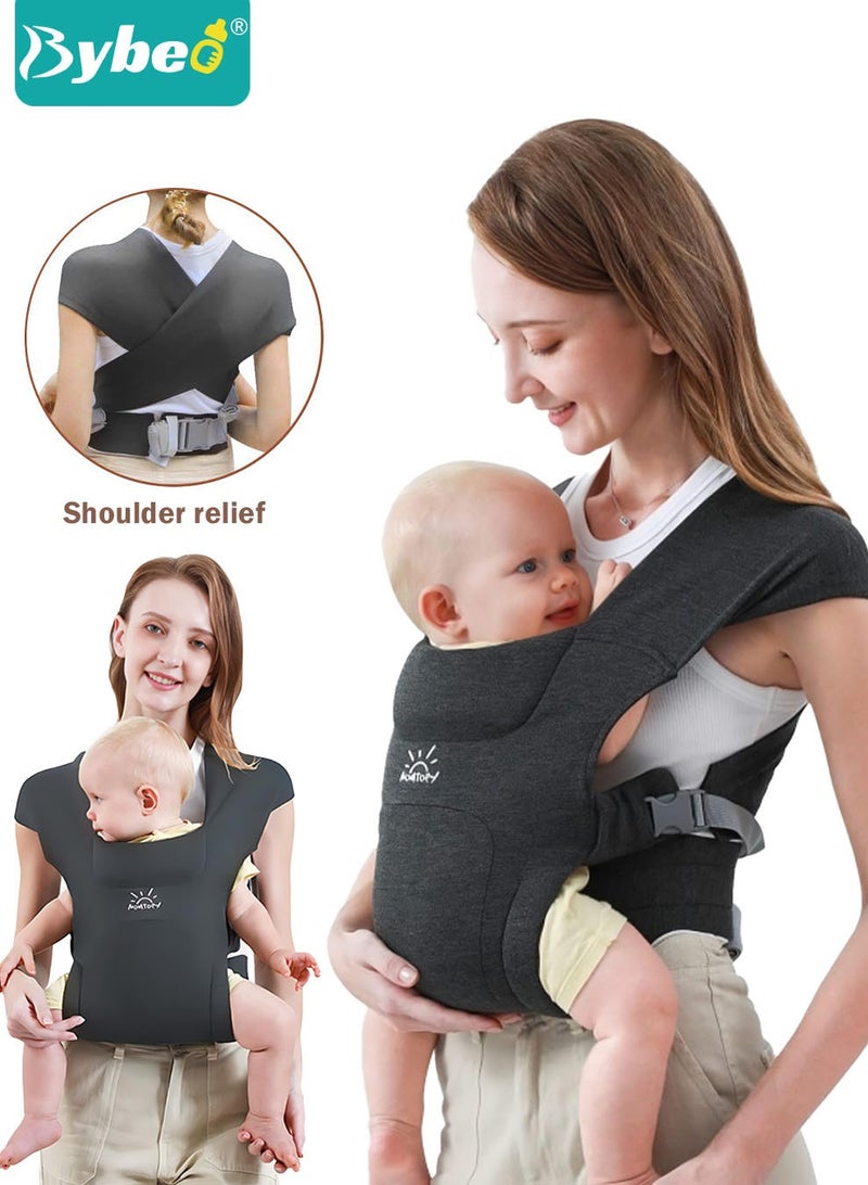Bybeo Baby Wraps Carrier, Breathable Ergonomic Infant Front Facing/Back Carriers Adjustable Baby Strap Waist Carrier for Newborn to Toddler 0-30kg, One Size Fits All  - Image 1