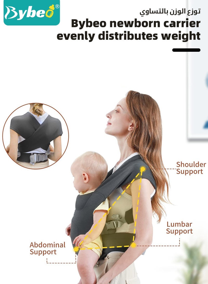 Bybeo Baby Wraps Carrier, Breathable Ergonomic Infant Front Facing/Back Carriers Adjustable Baby Strap Waist Carrier for Newborn to Toddler 0-30kg, One Size Fits All  - Image 4