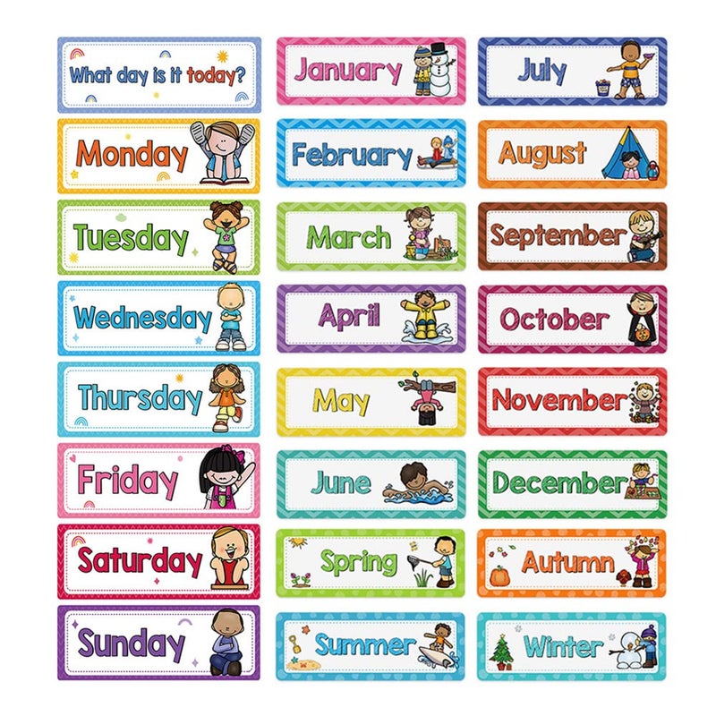 Lachilly 24 Pcs 3 Themes Days of The WeekSeasonalMonths of The Year Flash Cards Subject Titles for Bulletin Board Headliners Classroom Decoration English Words - Image 2