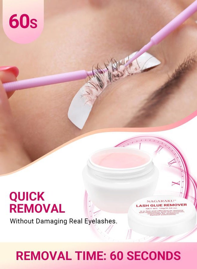 NAGARAKU Eyelash Extensions Glue Remover Cream Paste Strawberry Scent Mild Gel Adhesive Removing Fast Action Lash Supplies Professional for Salon 10g… - Image 5