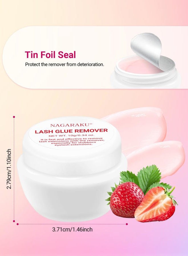 NAGARAKU Eyelash Extensions Glue Remover Cream Paste Strawberry Scent Mild Gel Adhesive Removing Fast Action Lash Supplies Professional for Salon 10g… - Image 4