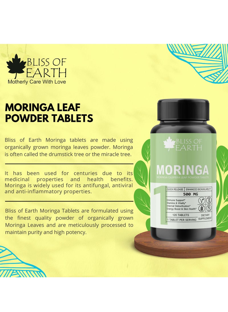 BLISS OF EARTH Moringa Tablets 500Mg Moringa Oleifera Green Great For Immunity Energy And Metabolism 60 Tablets  - Image 4
