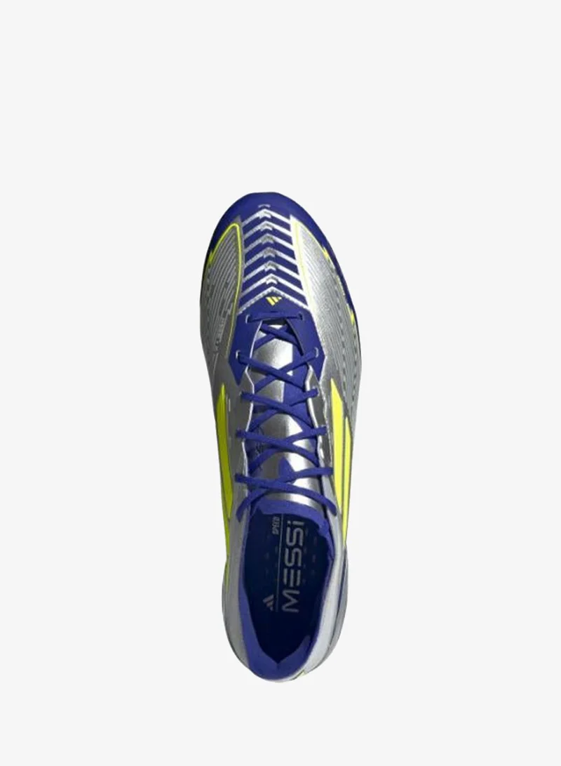 Adidas Silver Metallic / Solar Yellow / Lucid Blue F50 Elite Messi Firm Ground Boots  | Best Price UAE