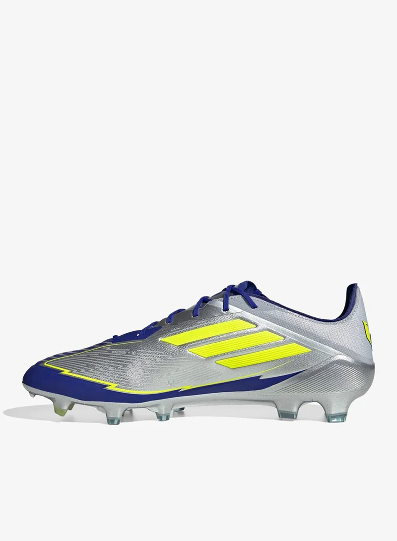 Adidas Silver Metallic / Solar Yellow / Lucid Blue F50 Elite Messi Firm Ground Boots  | Best Price UAE