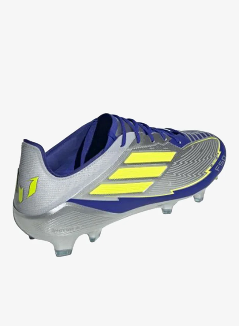 Adidas Silver Metallic / Solar Yellow / Lucid Blue F50 Elite Messi Firm Ground Boots  | Best Price UAE