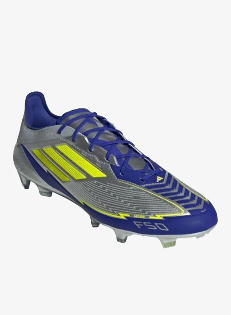 Adidas Silver Metallic / Solar Yellow / Lucid Blue F50 Elite Messi Firm Ground Boots  | Best Price UAE