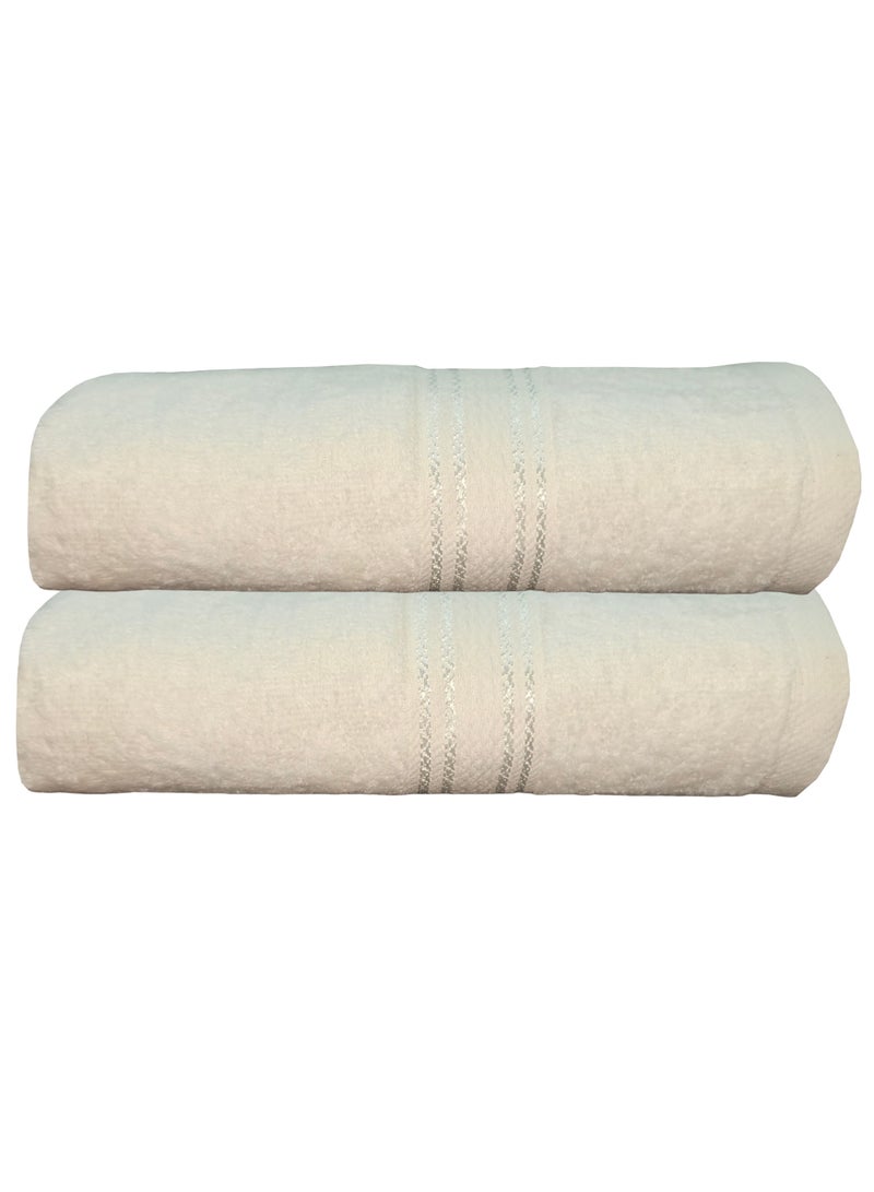 My VITA 2-Pc Turkish Cotton Towel 70x140cm Bath Towel 350 GSM Lightweight, Quick Dry & Super Soft Off-White  - Image 2