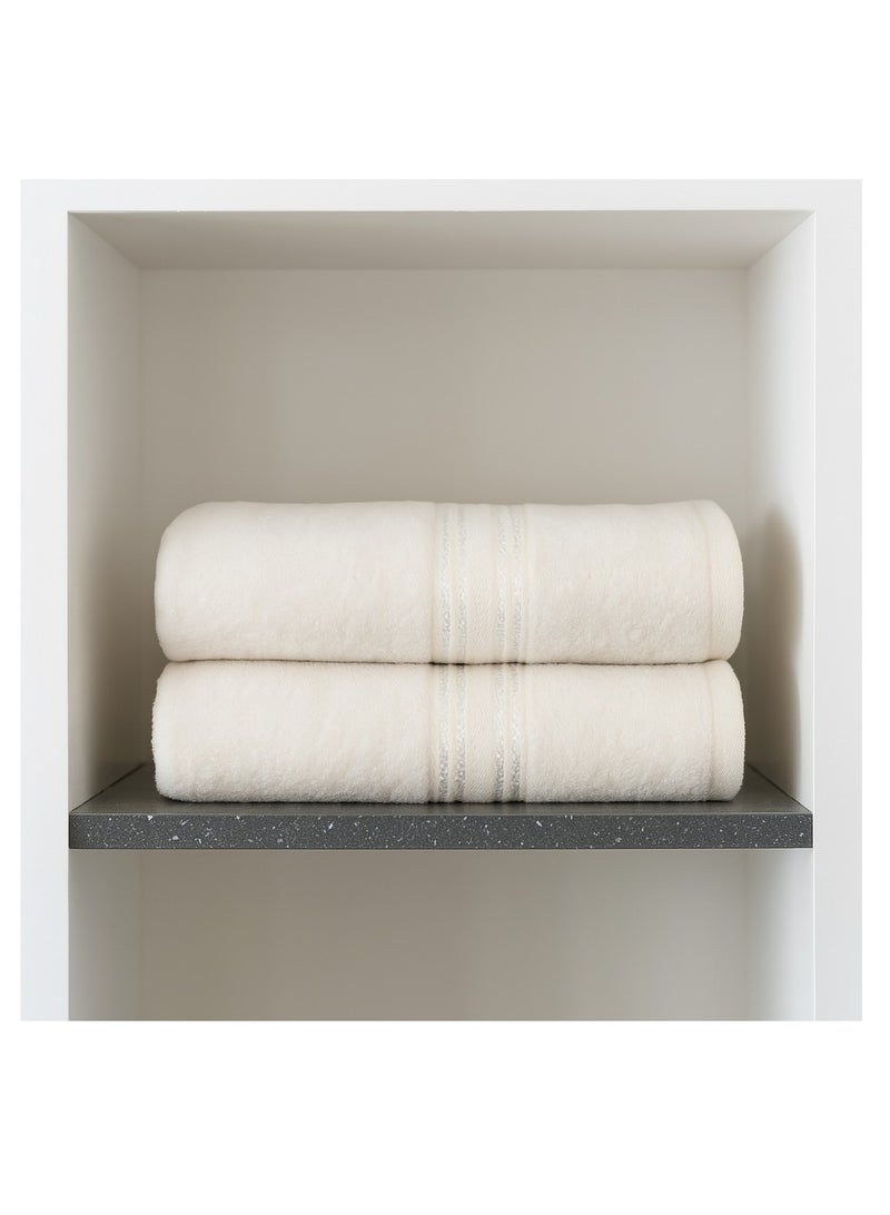 My VITA 2-Pc Turkish Cotton Towel 70x140cm Bath Towel 350 GSM Lightweight, Quick Dry & Super Soft Off-White  - Image 4