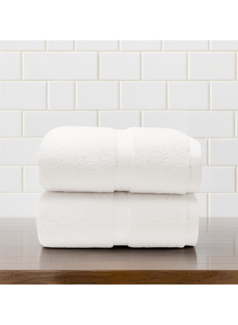 فابينني منشفة حمام فاخرة من القطن الفاخر، قطعتان، 70×140 سم، 550+ جرام لكل متر مربع، مناشف حمام فاخرة كبيرة، فائقة الامتصاص، سريعة الجفاف، بجودة فنادق، بيضاء - Image 1