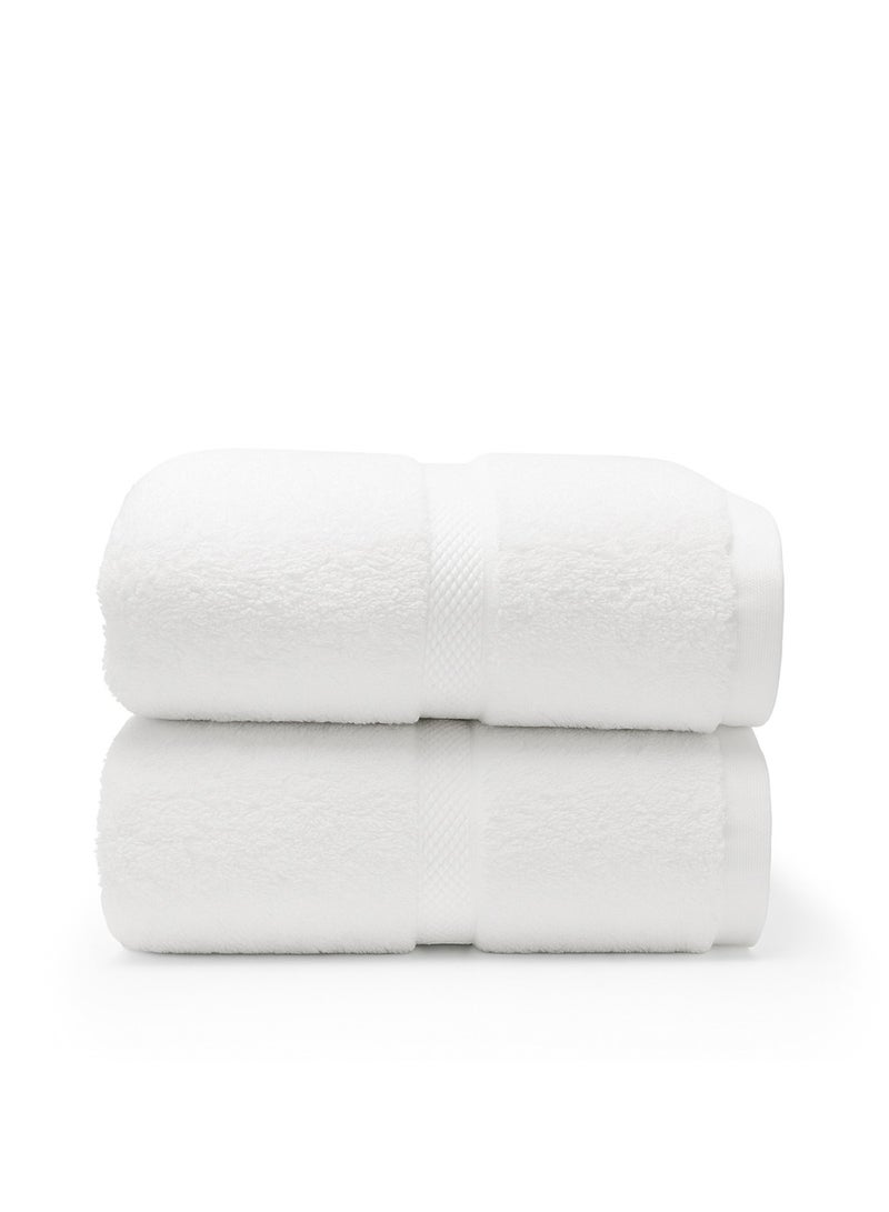 فابينني منشفة حمام فاخرة من القطن الفاخر، قطعتان، 70×140 سم، 550+ جرام لكل متر مربع، مناشف حمام فاخرة كبيرة، فائقة الامتصاص، سريعة الجفاف، بجودة فنادق، بيضاء - Image 2