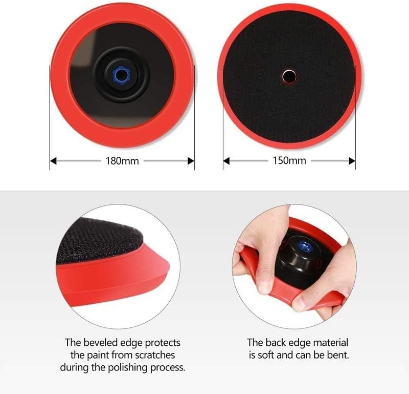 SPTA Wool Polishing Pads, 6"(150mm) 100% Natural Wool Buffing Pad with Hook & Loop Backing 4pcs Set Come with 5/8-11 Thread Backing Plate for Car Polishing, Buffing and Cutting - Image 4