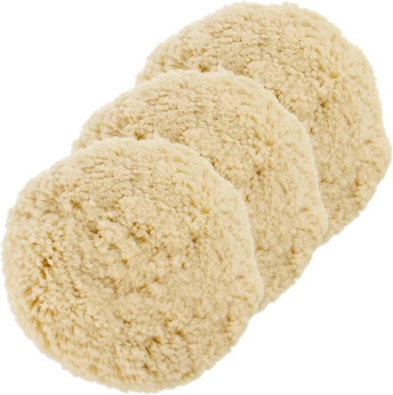 SPTA Wool Polishing Pads, 6"(150mm) 100% Natural Wool Buffing Pad with Hook & Loop Backing 4pcs Set Come with 5/8-11 Thread Backing Plate for Car Polishing, Buffing and Cutting - Image 2