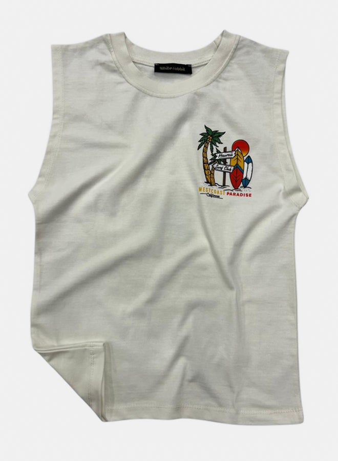 WHITE RABBIT Printed Cut T-Shirt Kids – Off White - Image 1