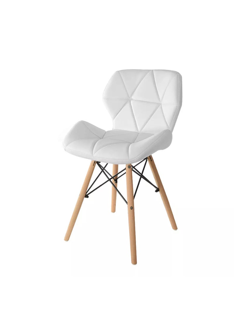 Taimi Modern Dining Chair, Eames Style, PU Leather Seat, Natural Wood Legs, Scandinavian Design, Lightweight and Durable – Perfect for Dining, Living Room, or Home Office White  - Image 4