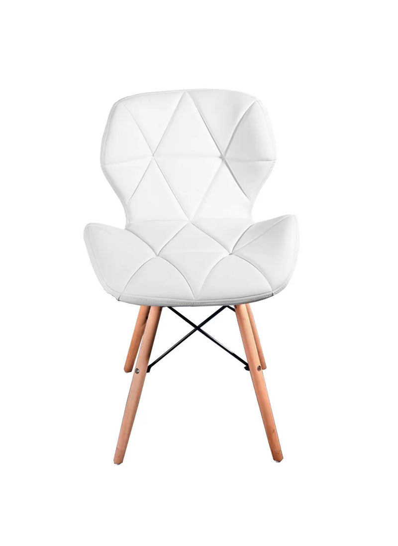 Taimi Modern Dining Chair, Eames Style, PU Leather Seat, Natural Wood Legs, Scandinavian Design, Lightweight and Durable – Perfect for Dining, Living Room, or Home Office White  - Image 3