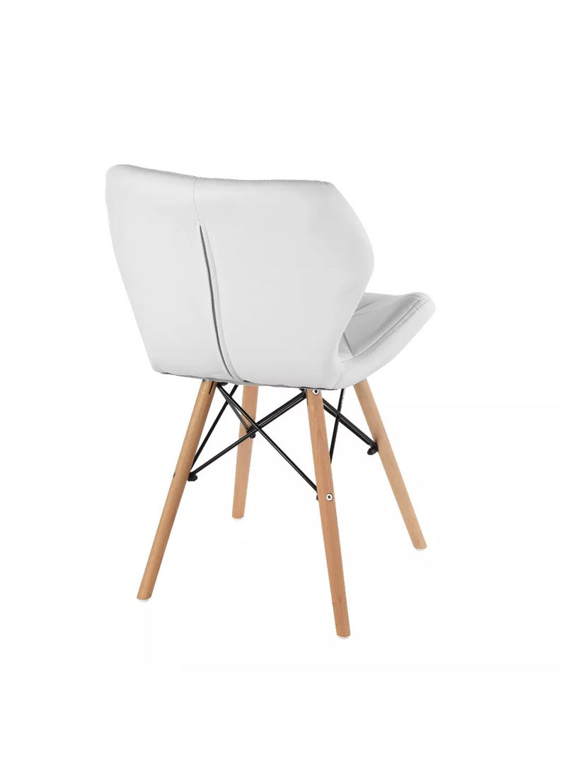 Taimi Modern Dining Chair, Eames Style, PU Leather Seat, Natural Wood Legs, Scandinavian Design, Lightweight and Durable – Perfect for Dining, Living Room, or Home Office White  - Image 5