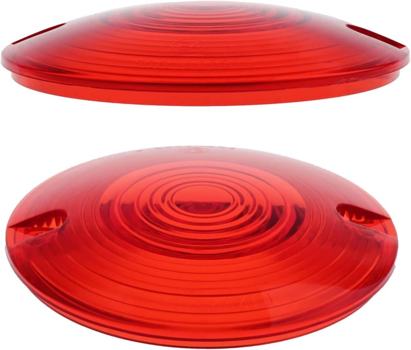 NTHREEAUTO 3 1/4 Inch Turn Signal Lens Covers Flat Lenses Front Compatible with Harley Touring Electra Glide Road King Softail, Red - Image 2