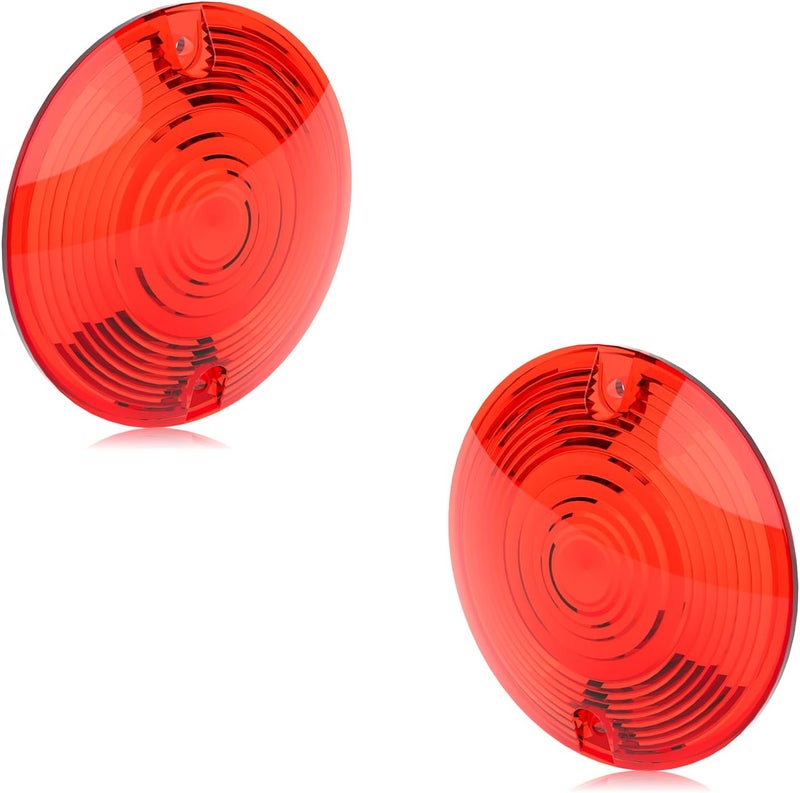 NTHREEAUTO 3 1/4 Inch Turn Signal Lens Covers Flat Lenses Front Compatible with Harley Touring Electra Glide Road King Softail, Red - Image 1