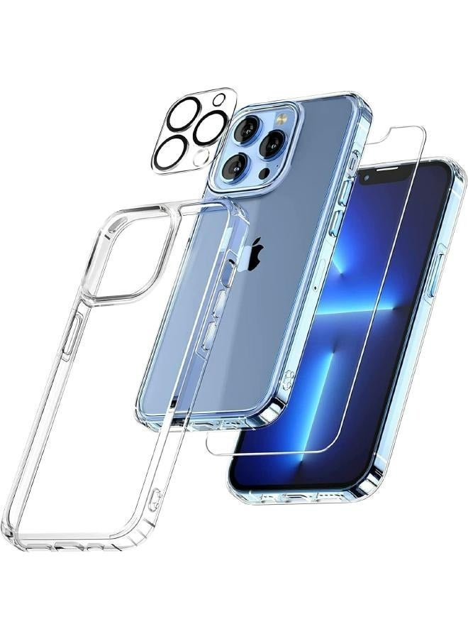 iPhone 13 Pro Max Slim Transparent Protection Package with 1 Pack of Tempered Glass Screen Protectors and 1 Pack of Camera Lens Protector, Mobile Cover for iPhone (3in1) - Image 1