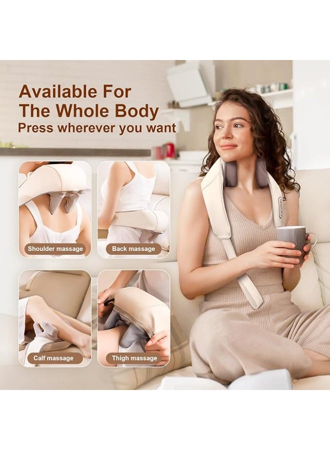 جهاز تدليك الرقبة والظهر بتقنية 5D مع خاصية التدفئة - وسادة مساج كهربائية للعجن العميق - محاكاة ذكية لقبضة اليد البشرية لتخفيف آلام الأكتاف والعضلات - Image 4