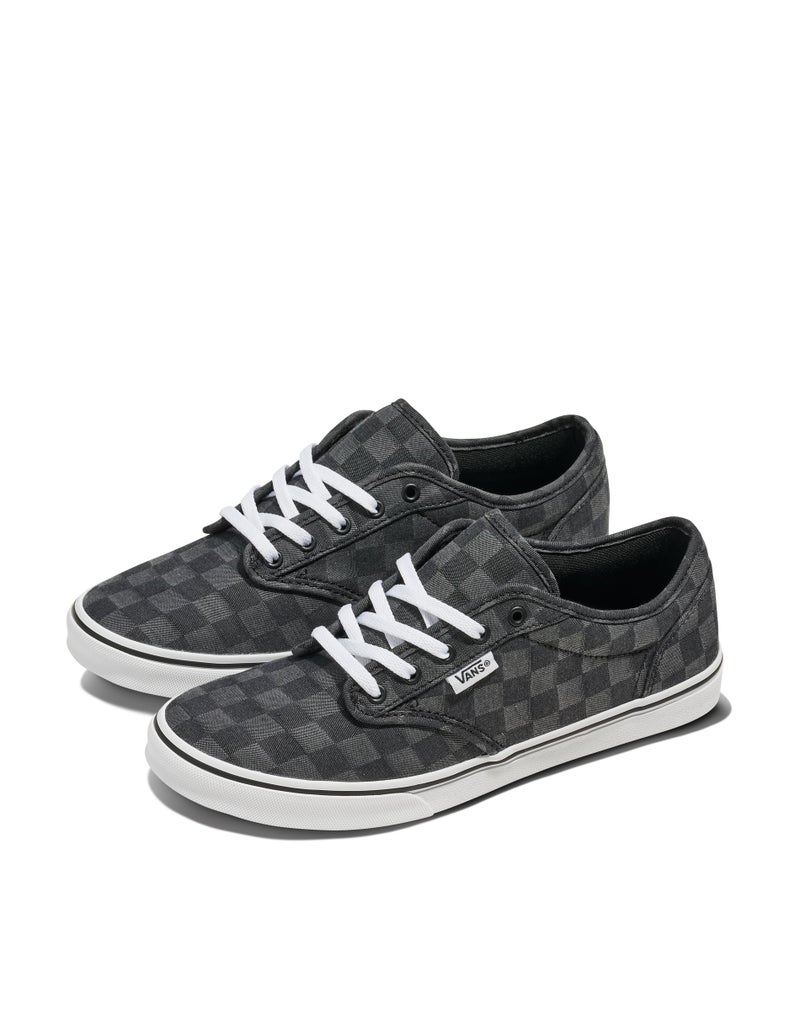 Vans Women's Atwood Shoe - Low-Top Fashion Sneakers for Work & Everyday Wear. Check Textile Black. 9 - Image 2
