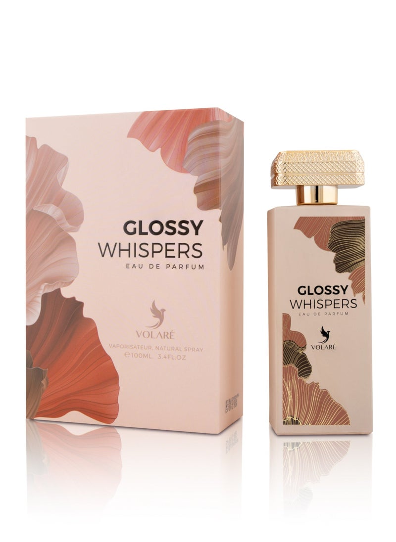 VOLARE Glossy Whispers Eau De Parfum for Women - 100ml | Fruity Floral Perfume with Lychee, Rose, Violet & Sugared Amber - Image 1