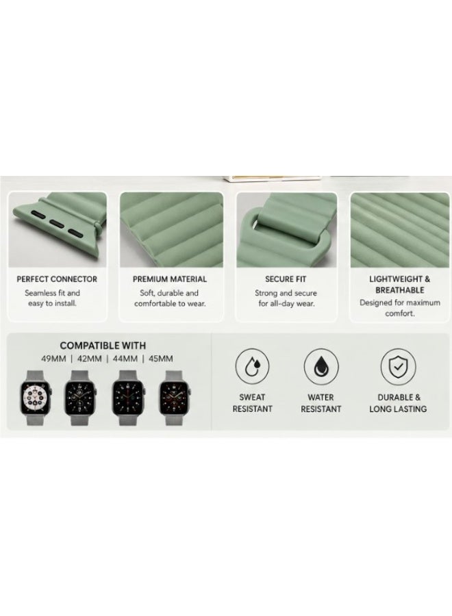 BOLICE Silicone Magnetic Smart Watch Strap 49MM Compatible with 42/44/45MM Watches Light Green - Image 3