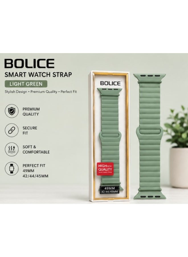 BOLICE Silicone Magnetic Smart Watch Strap 49MM Compatible with 42/44/45MM Watches Light Green - Image 2