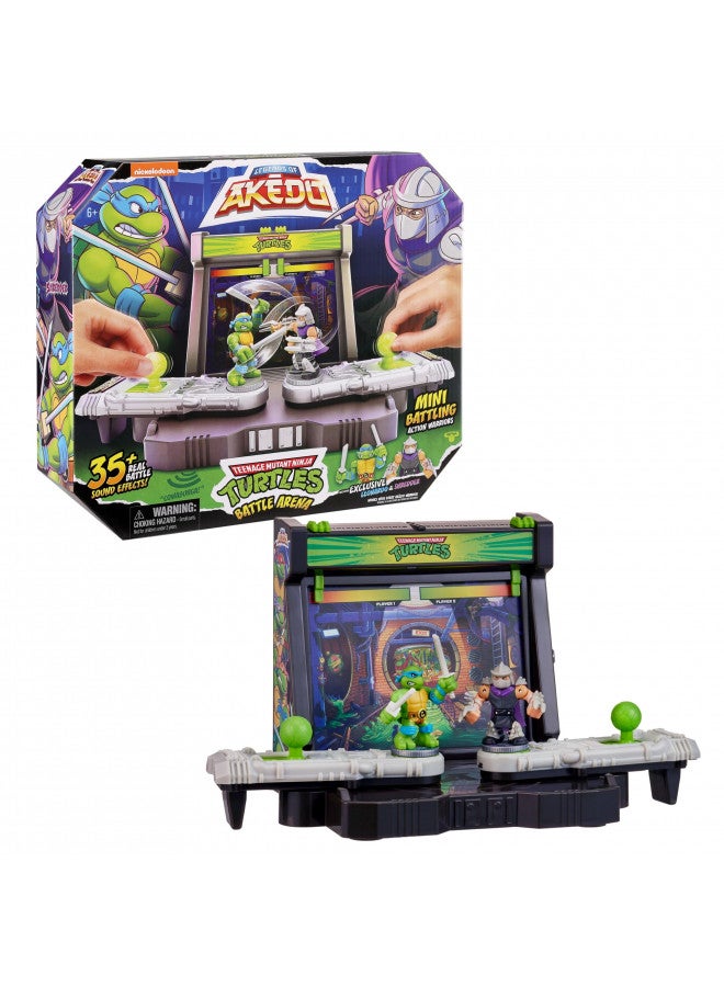 AKEDO Legends of Akedo Teenage Mutant Ninja Turtles Battle Arena with 35+ Battle Sound Effects and 2 Exclusive Battling Mini Warriors - Leonardo and Shredder - Image 2