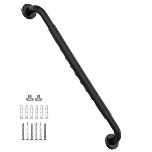 Munzong 32 Inch Shower Grab Bar wAnti Slip Rubber Grip Munzong Black Stainless Steel Bathroom Grab Bar Bathroom Balance BarSafety Handrail SupportHandicap Injury Elderly Senior Assist Bath Handle - Image 1