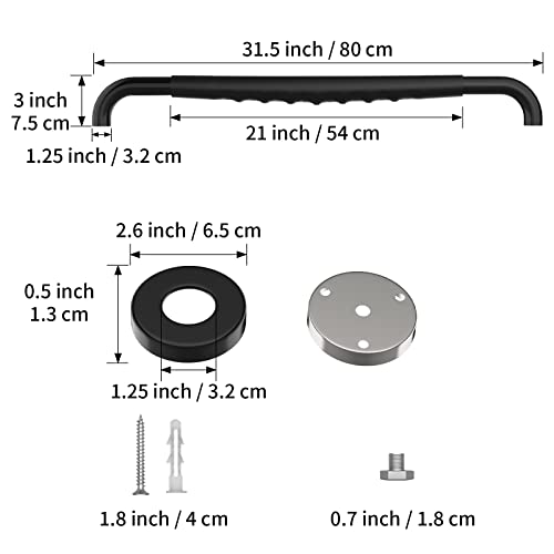 Munzong 32 Inch Shower Grab Bar wAnti Slip Rubber Grip Munzong Black Stainless Steel Bathroom Grab Bar Bathroom Balance BarSafety Handrail SupportHandicap Injury Elderly Senior Assist Bath Handle - Image 3