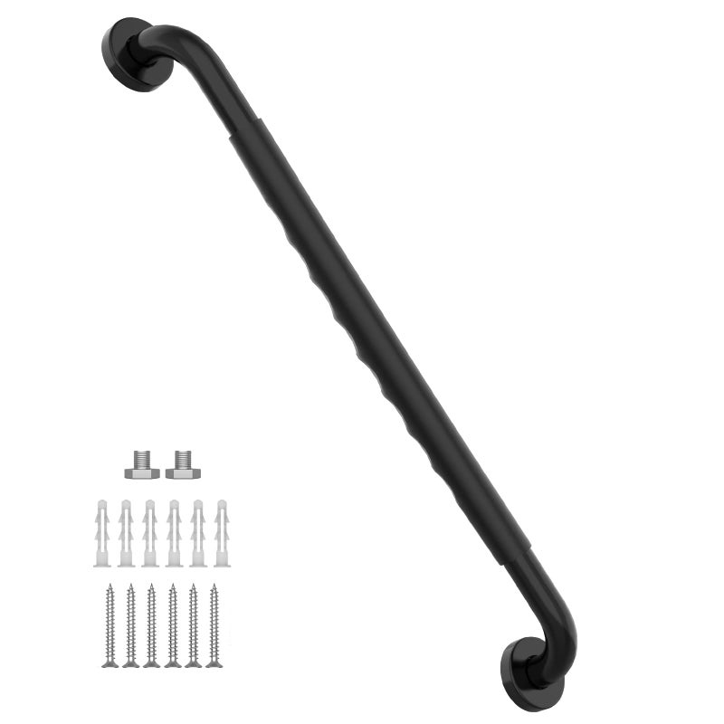 Munzong 32 Inch Shower Grab Bar wAnti Slip Rubber Grip Munzong Black Stainless Steel Bathroom Grab Bar Bathroom Balance BarSafety Handrail SupportHandicap Injury Elderly Senior Assist Bath Handle - Image 2