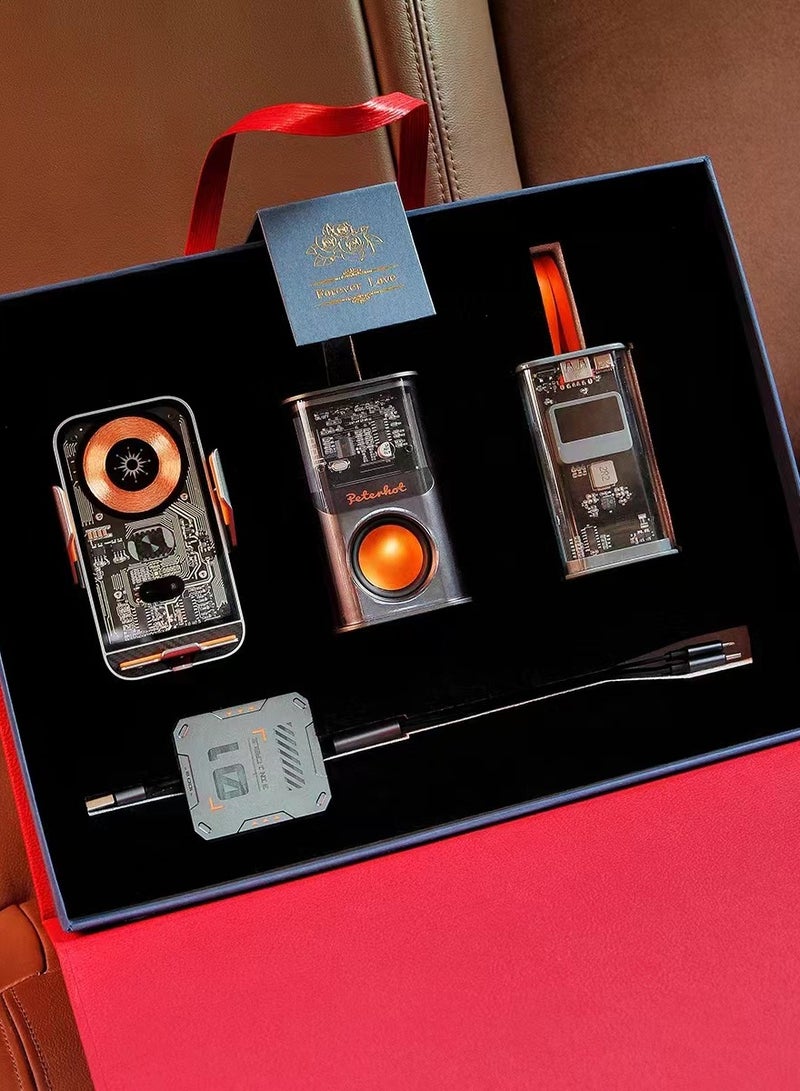 Vierex Power Bank Portable Bluetooth Speaker Wireless Car Mobile Charger And 3 In 1 High Speed Charging Cable Best Gift Set For Everyone All Product High Quality 4 In 1 Set Transparent Free Gift Box - Image 1