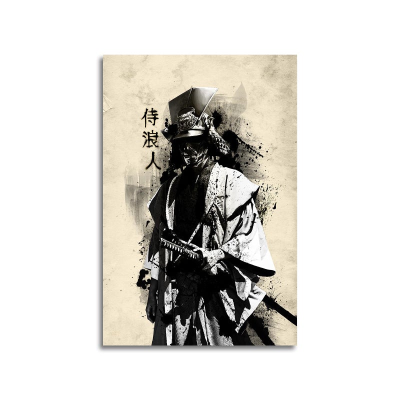 Home Trove بوستر قماش HOME TROVE لشخصية الساموراي رونين اليابانية الحديثة - فن جدار للديكور في غرفة المعيشة وغرفة النوم غير مؤطر 16 × 24 بوصة - Image 3