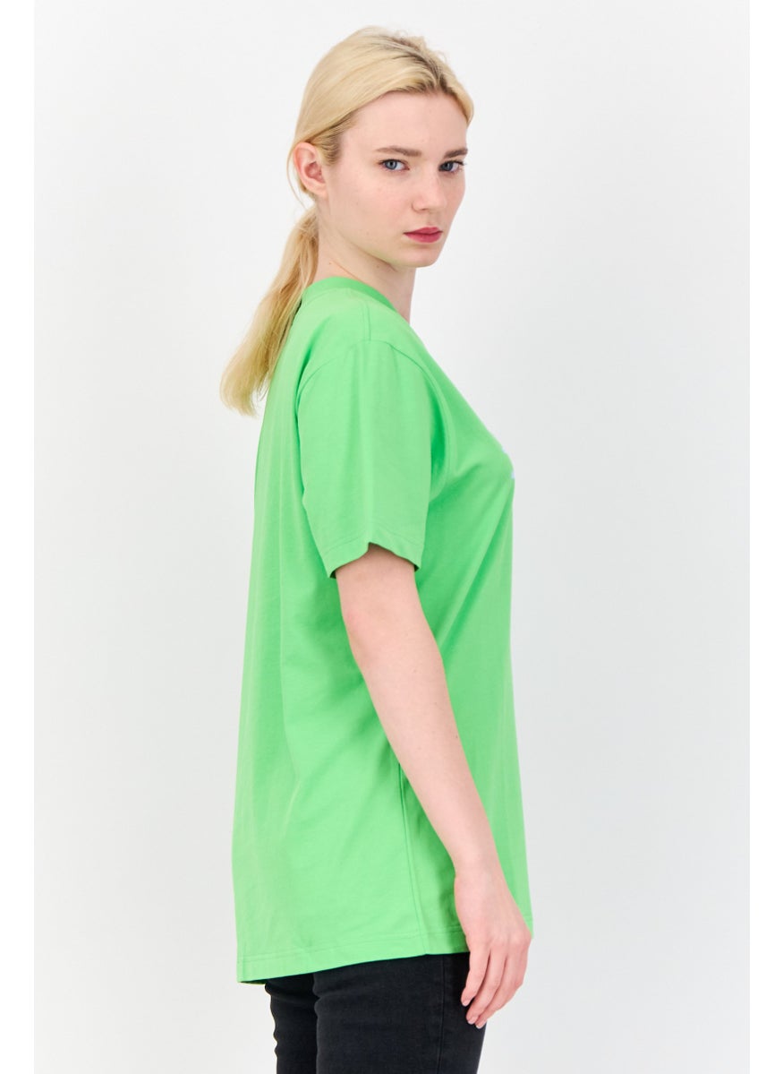 ESPRIT - Women Crew Neck Short Sleeve Brand Logo T-Shirt, Bright Green - Image 1