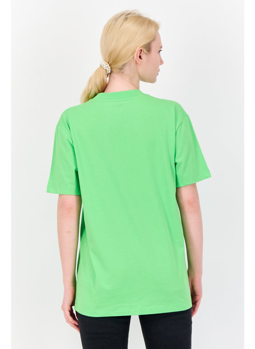 ESPRIT - Women Crew Neck Short Sleeve Brand Logo T-Shirt, Bright Green - Image 1