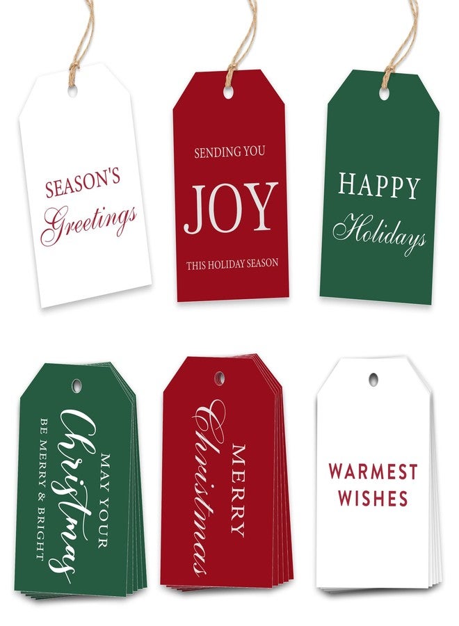 ترسيز بطاقات هدايا عيد الميلاد - 48 بطاقة هدايا مع حبل لتخصيص هدايا العيد، وصنعها بنفسك، وتزيين عيد الميلاد، ووضع ملصقات الهدايا، وبطاقات أسماء هدايا عيد الميلاد. - Image 1