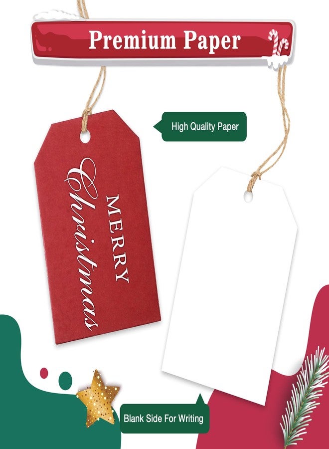 ترسيز بطاقات هدايا عيد الميلاد - 48 بطاقة هدايا مع حبل لتخصيص هدايا العيد، وصنعها بنفسك، وتزيين عيد الميلاد، ووضع ملصقات الهدايا، وبطاقات أسماء هدايا عيد الميلاد. - Image 4