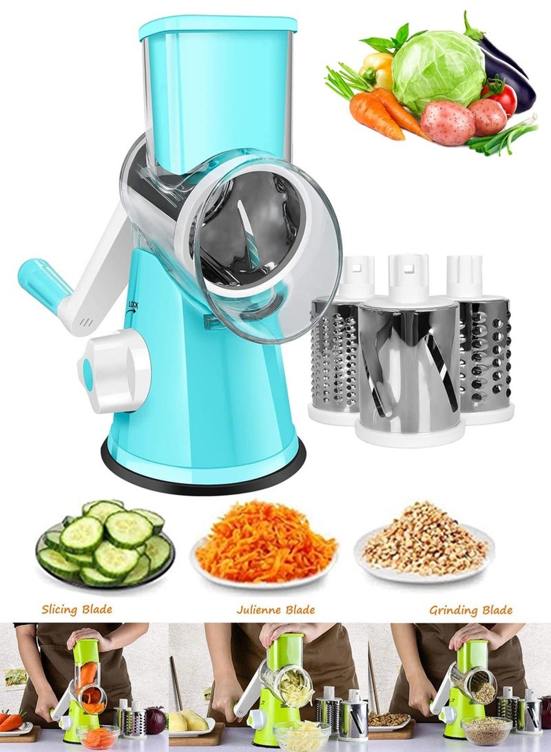 ISHWAZ All in One Slicer Shredder Grater Grinder Mincer, Conveniently and Quickly Slice, Dice, Chop or Shred Your Vegetables, Meat, Nuts, Fruits, High Quality Vegetable Chopper With 3 Interchangeable Blades  - Image 1