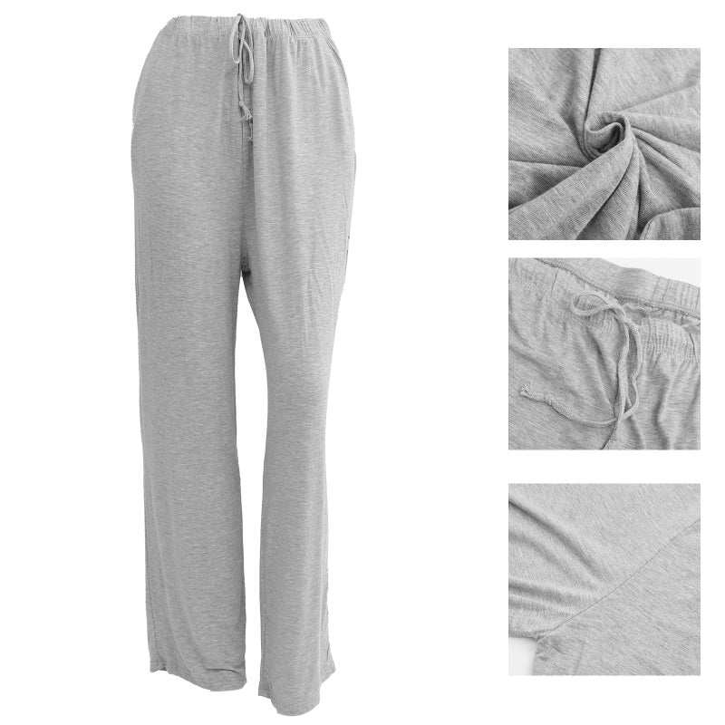 2 pcs Pajama Trousers for Loose Casual Pants for Home Sleeping Trousers Size 5XL (Grey) - Image 3