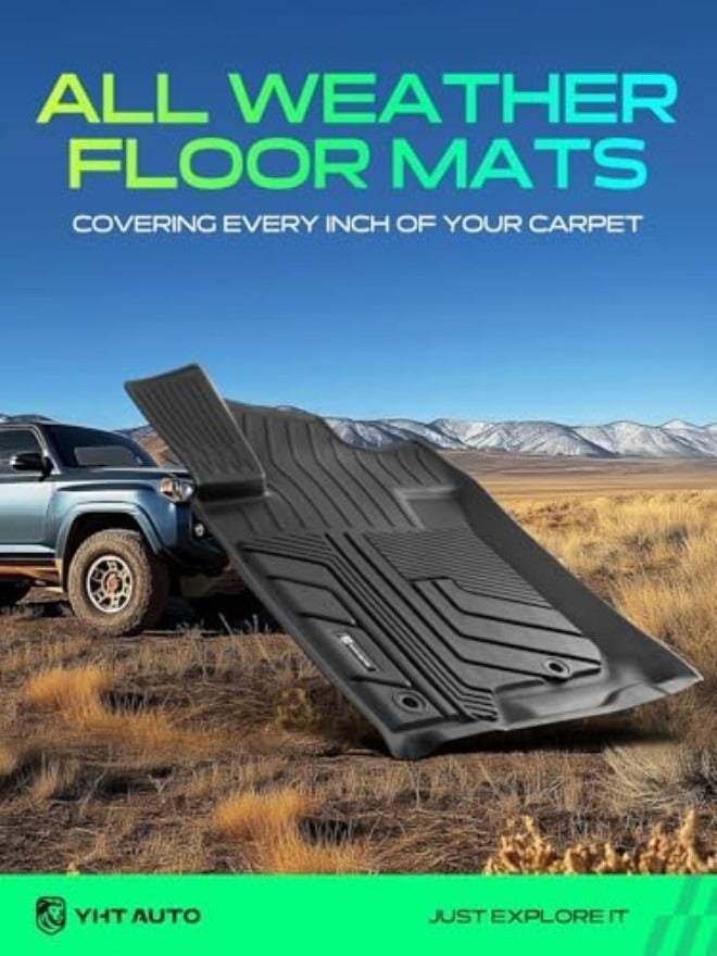YHTAUTO Floor Mats Compatible with Lexus GX460 2010-2018, Toyota Land Cruiser Prado J150 2010-2020, All Weather TPE Car Mats, Custom Fit Black Front & Rear Full Set Floor Liner, Set of  4 - Image 4