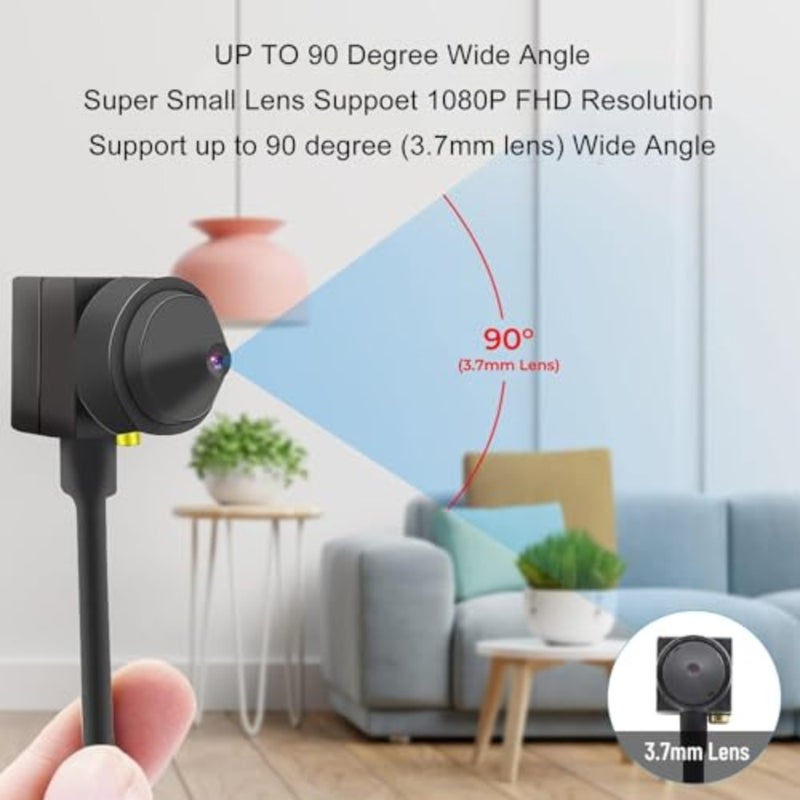 كاميرا ويب لعقد مؤتمرات الفيديو والمكالمات عبر الإنترنت، وكاميرا كمبيوتر USB عالية الدقة 1080 بكسل مع ميكروفون مدمج لتقليل الضوضاء، وغطاء بلاستيكي أسود، واستخدام سطح مكتب صغير الحجم - Image 3