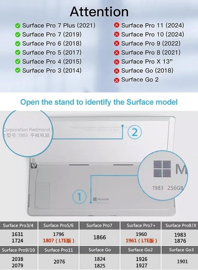 TUNKE For Microsoft Keyboard Surface Keyboard Pro3/4/5/6/7/7plus Colours Backlit Touch Keyboard - Image 2
