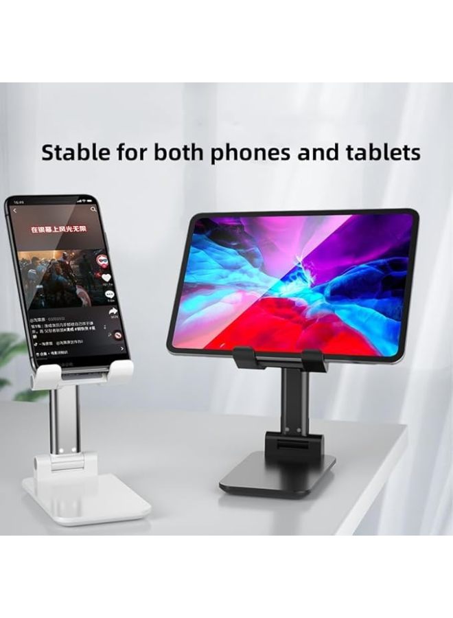Phone Stand, Adjustable Height and Angle Foldable Cell Phone Stand Holder for Desk, Travel Home Office Desk Accessories Compatible for All Phones - Black - Image 3