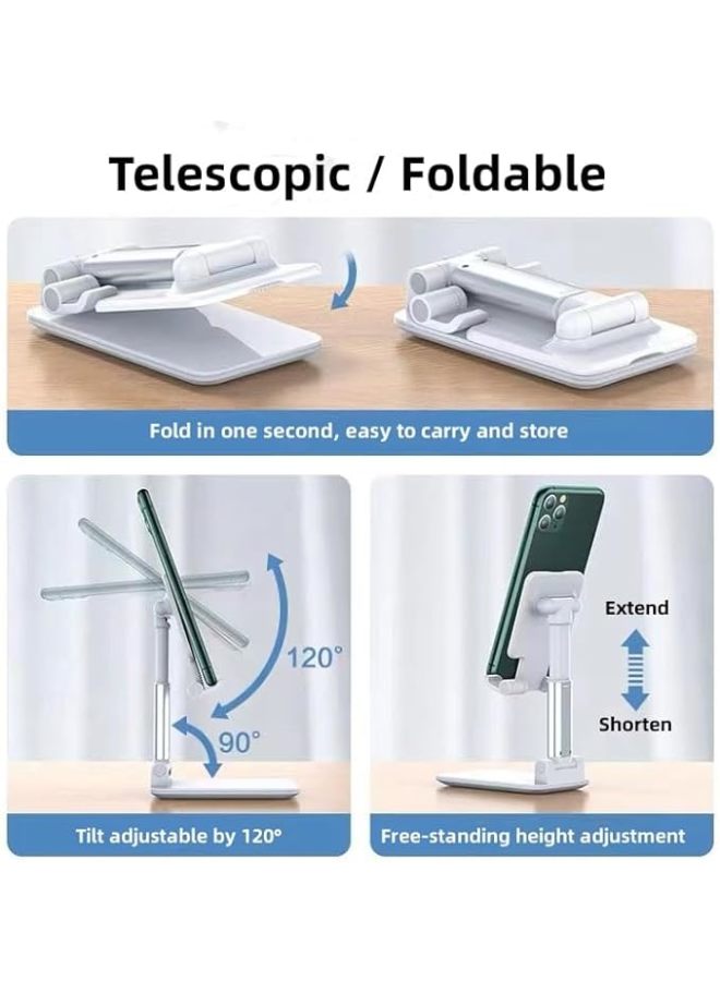 Phone Stand, Adjustable Height and Angle Foldable Cell Phone Stand Holder for Desk, Travel Home Office Desk Accessories Compatible for All Phones - Black - Image 5