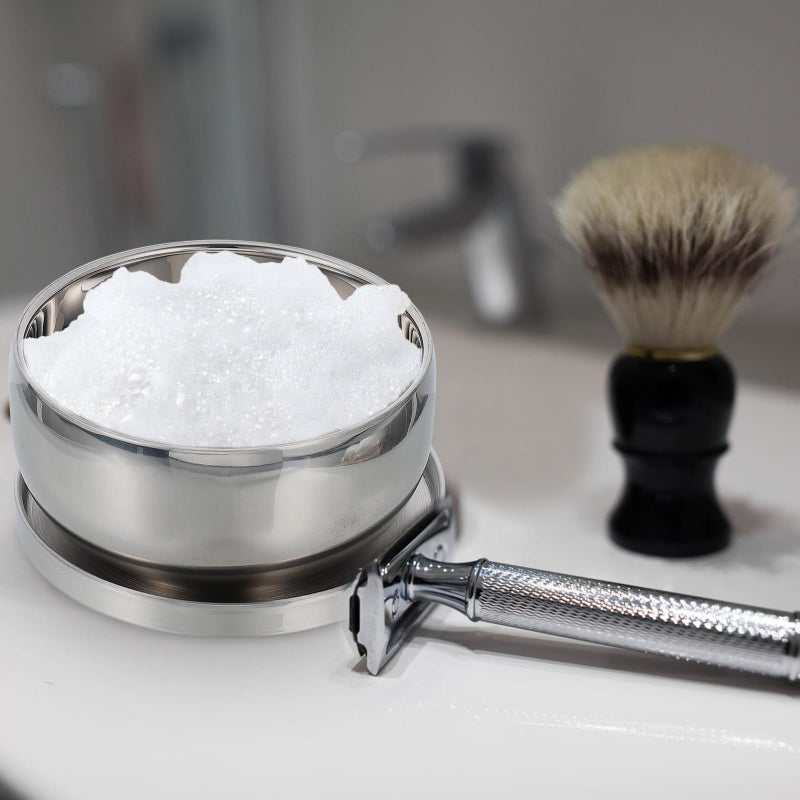 Stainless Steel Shaving Soap Bowl with Lid Sturdy Foaming Container for Wet Shave - Image 4