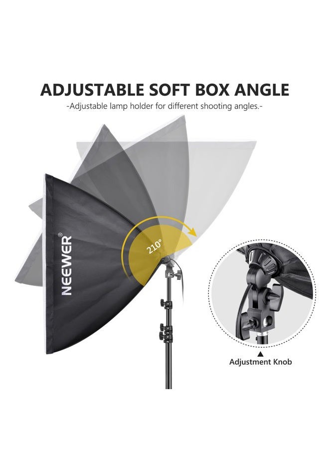 Neewer 700W Equivalent Softbox Lighting Kit, 2Pack UL Certified 5700K LED Lighting Bulbs, 24x24 inches Softboxes with E26 Socket, Photography Continuous Lighting Kit Photo Studio Equipment - Image 2